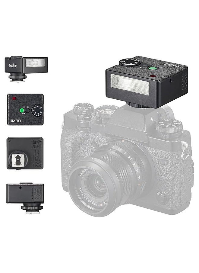 Godox - Godox iM30 Camera Flash Mini Flash Speedlite GN15 with 13 Levels Flash Power,CCT 6500K±200K with S1/S2 Optical Control for Sony Canon Nikon Fuji Olympus Camera - Image 1