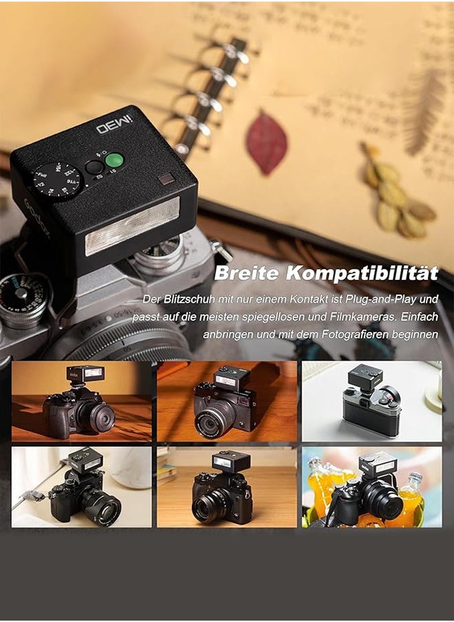 Godox - Godox iM30 Camera Flash Mini Flash Speedlite GN15 with 13 Levels Flash Power,CCT 6500K±200K with S1/S2 Optical Control for Sony Canon Nikon Fuji Olympus Camera - Image 1