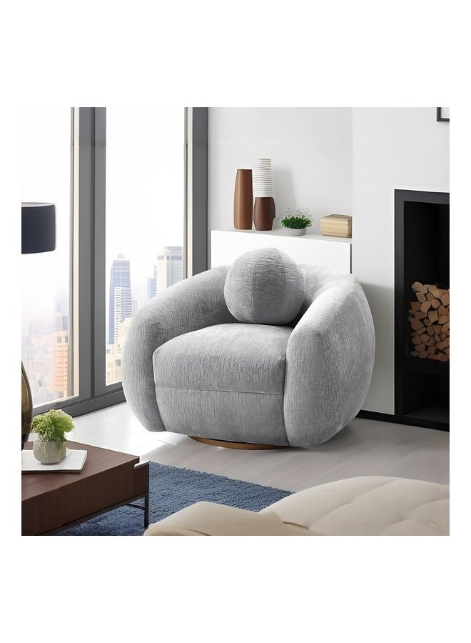 Micasa Elegant And Modern Design 1-Seater Swivel Base Sofa Chair Light Grey 66 X 95 X 88 Cm Osf-1441-1S  - Image 2