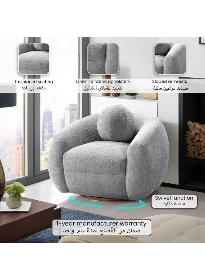 Micasa Elegant And Modern Design 1-Seater Swivel Base Sofa Chair Light Grey 66 X 95 X 88 Cm Osf-1441-1S  - Image 3