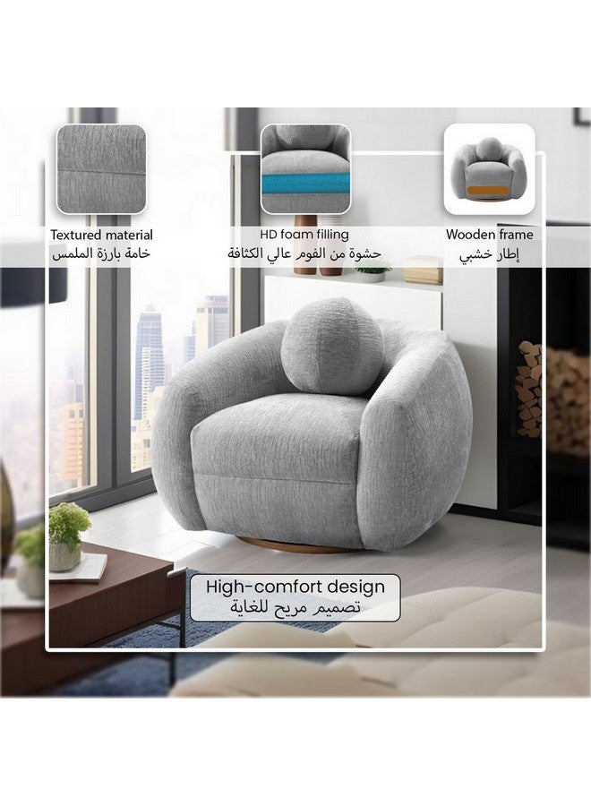 Micasa Elegant And Modern Design 1-Seater Swivel Base Sofa Chair Light Grey 66 X 95 X 88 Cm Osf-1441-1S  - Image 4