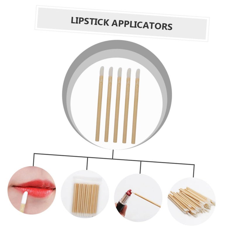 PATKAW 50pcs Disposable Lipstick Brushes with Wooden Handles Portable Lip Gloss Applicators for Women Makeup Lip Brush Tools for Travel and Daily Use - Image 3