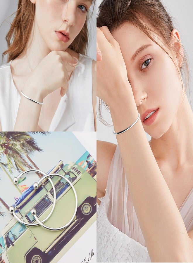 Linsoir beads أساور لينسوار من الفولاذ المقاوم للصدأ قابلة للتعديل للنساء مطلية بالذهب/الفضة/الروديوم أساور بسيطة 3 مم مجموعة أساور مفتوحة 2 قطعة/مجموعة هدايا مجوهرات - Image 5