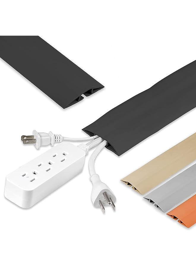 Goodern 10ft Floor Cord Cover,Wire Covers for Cords,Cord Hider,Floor Cable Protector,Extension Cord Cover,Protect Wires & Prevent Cable Trips,Cable Management Solution,2.5 x 3M-Black - Image 1