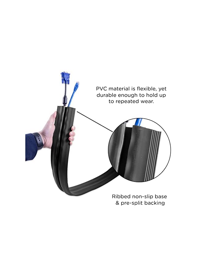 Goodern 10ft Floor Cord Cover,Wire Covers for Cords,Cord Hider,Floor Cable Protector,Extension Cord Cover,Protect Wires & Prevent Cable Trips,Cable Management Solution,2.5 x 3M-Black - Image 3