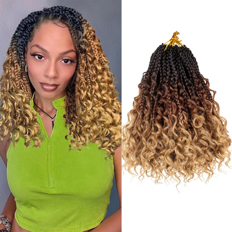 Beverlee Goddess Box Braids Crochet Hair 10 Inch Crochet Boho Box Braids Crochet Braids 8 Packs Bohemian box braids Box Braids with Curly Ends Messy Prelooped Synthetic Crochet Hair for Women 53