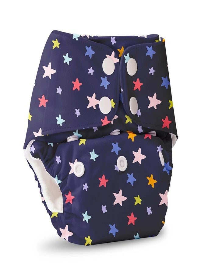 سوبربوتمز حفاضات قماشية قابلة لإعادة الاستخدام من سوبر بوتومز بيسك للأطفال من عمر 0-3 سنوات | مقاس واحد قابل للتعديل، حفاضات قماشية قابلة لإعادة الاستخدام للأطفال | الغلاف الخارجي فقط | (بدون وسادة امتصاص/حشوة) (بلو ستار) - Image 2