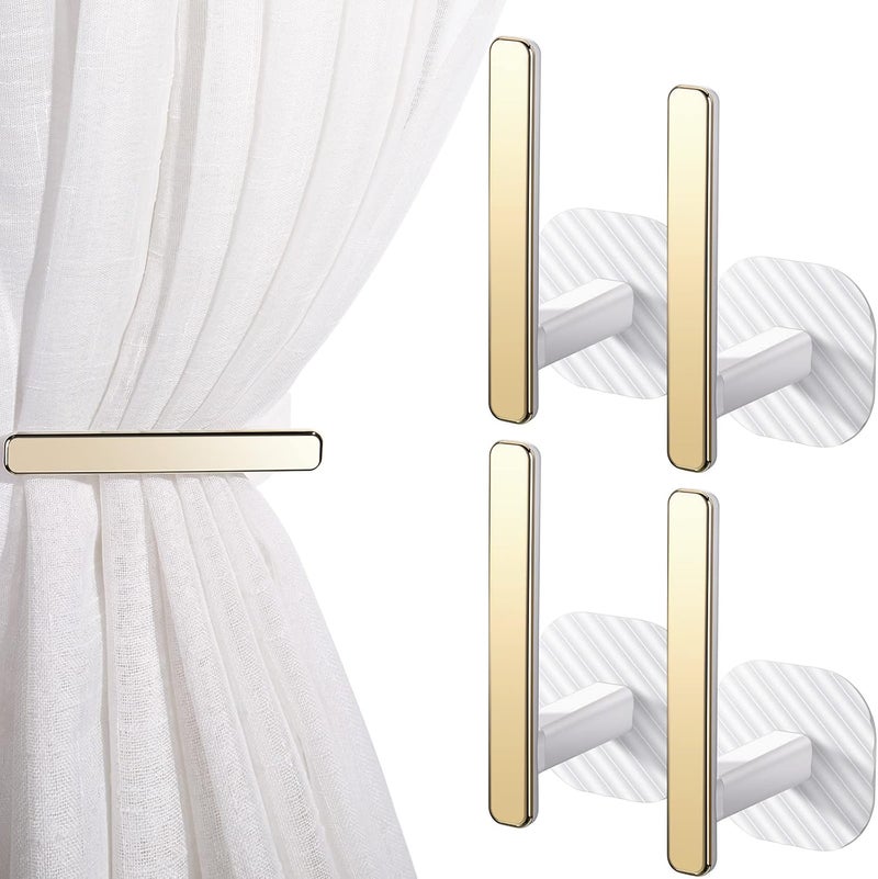 Queekay Curtain Holders Gold Curtain Holdbacks Self Adhesive Drapery Tiebacks L Shaped Hooks Nordic Style Window Treatment Holdbacks for Home Office Decor(White,4 Pcs) - Image 1