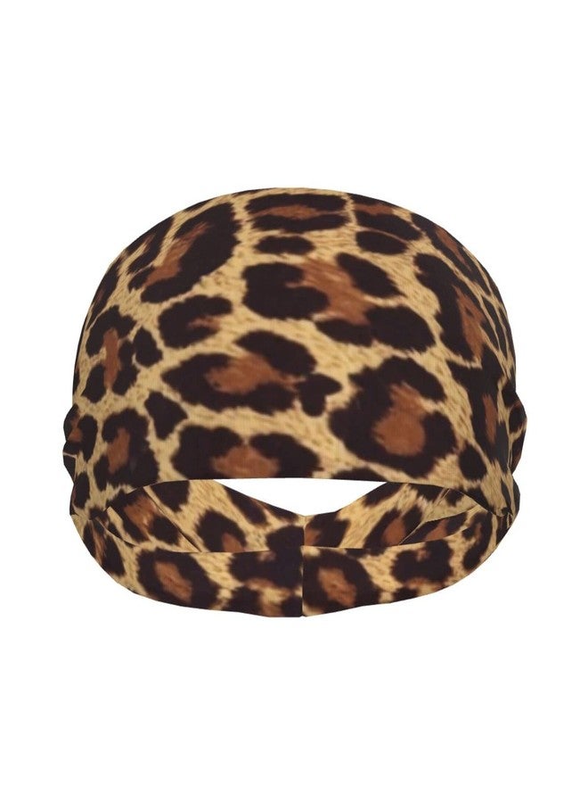bassyil Brown Leopard Skin Pattern Sports Headband Moisture Wicking Sweatband for Men Women Running Cycling Yoga Fitness Workout - Image 2