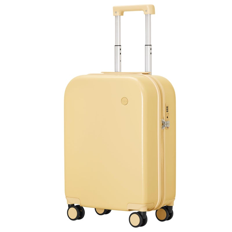 mixi Carry on Luggage, 20'' Suitcase Spinner Wheels Luggage Hardshell Lightweight Rolling Suitcases PC with Cover & TSA Lock for Business Travel, Lark Yellow - Image 1