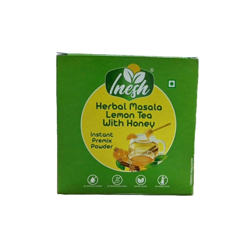Inesh Herbal Masala Lemon Tea with Honey Instant Premix Powder - 10 Sachets (Box of 2, Total 20 Sachets) 300 gm - Image 1