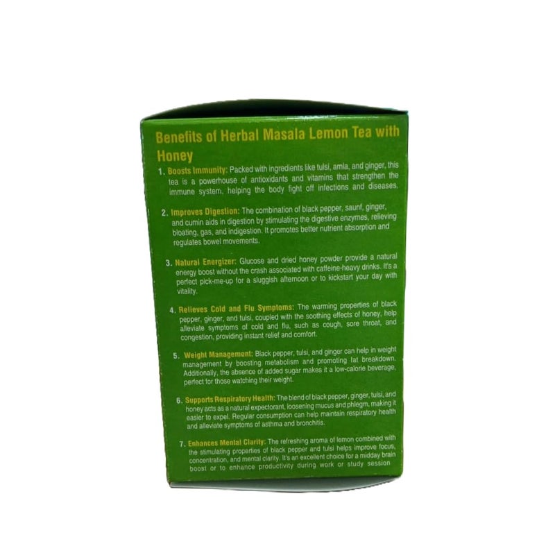 Inesh Herbal Masala Lemon Tea with Honey Instant Premix Powder - 10 Sachets (Box of 2, Total 20 Sachets) 300 gm - Image 5