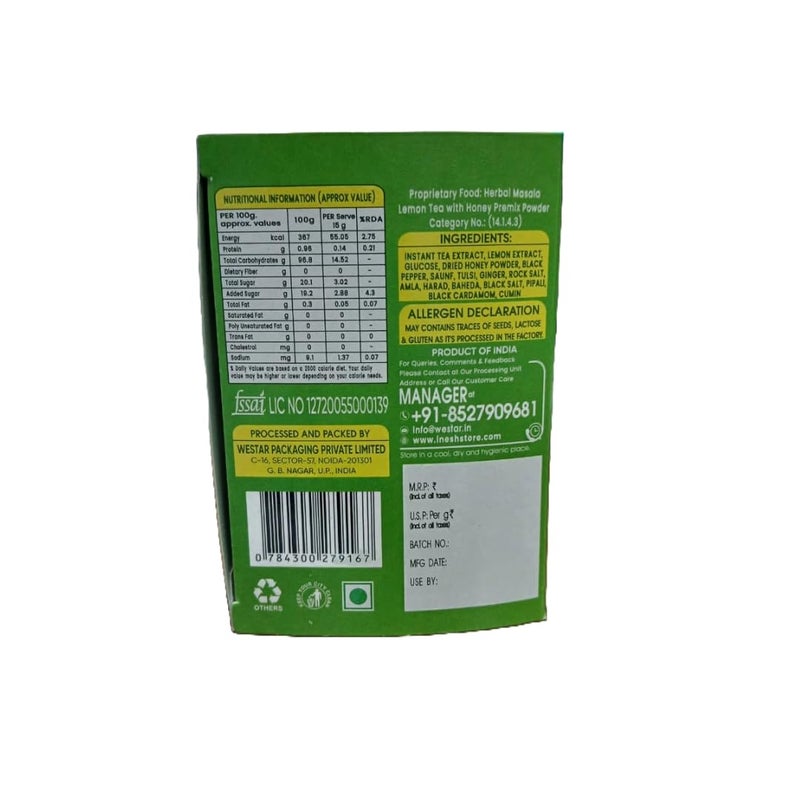 Inesh Herbal Masala Lemon Tea with Honey Instant Premix Powder - 10 Sachets (Box of 2, Total 20 Sachets) 300 gm - Image 4