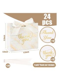 Joyelink 24PCS Small Thank You Gift Bags, MinI Party Favor Bags Yellow Candy Bags Treat Boxes Paper Gift Bags with Bow Ribbon for Wedding Bridal Baby Shower Birthday Party  - Image 2