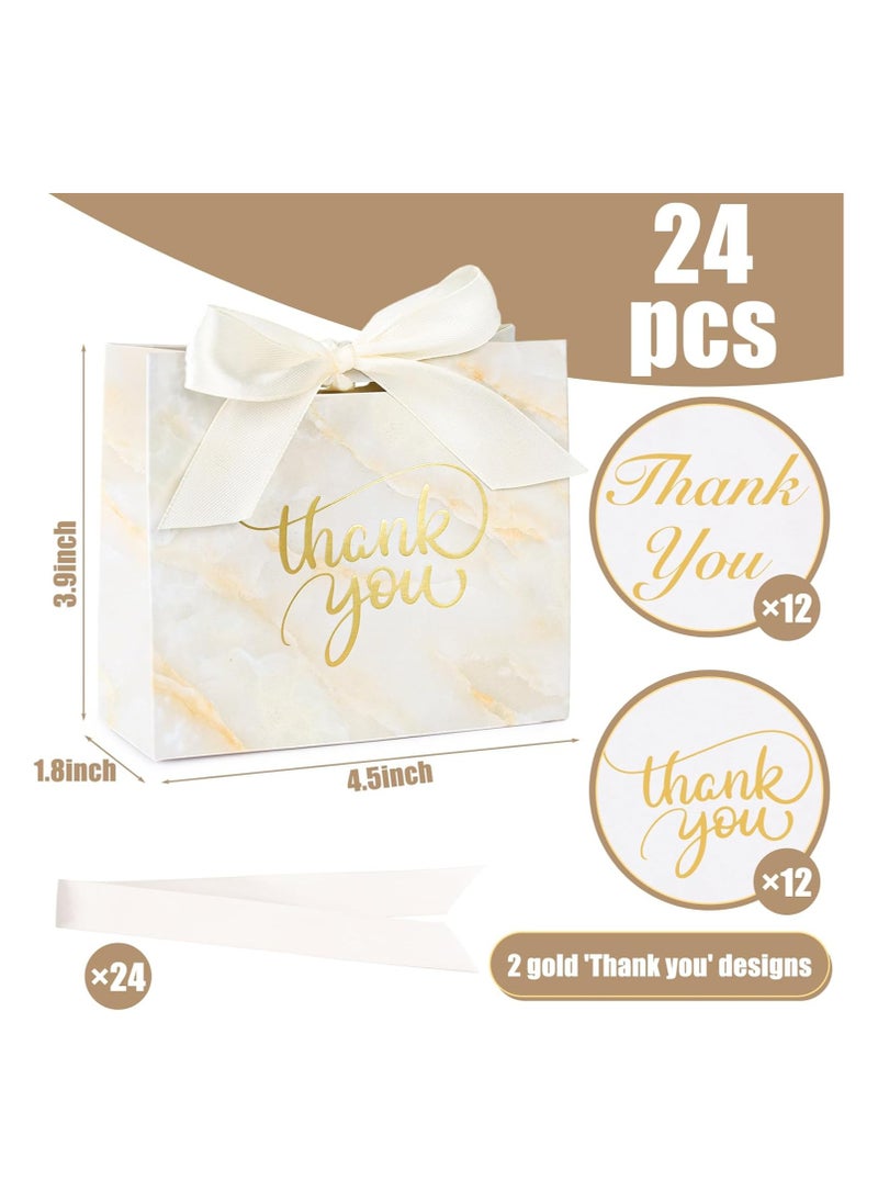 Joyelink 24PCS Small Thank You Gift Bags, MinI Party Favor Bags Yellow Candy Bags Treat Boxes Paper Gift Bags with Bow Ribbon for Wedding Bridal Baby Shower Birthday Party  - Image 2