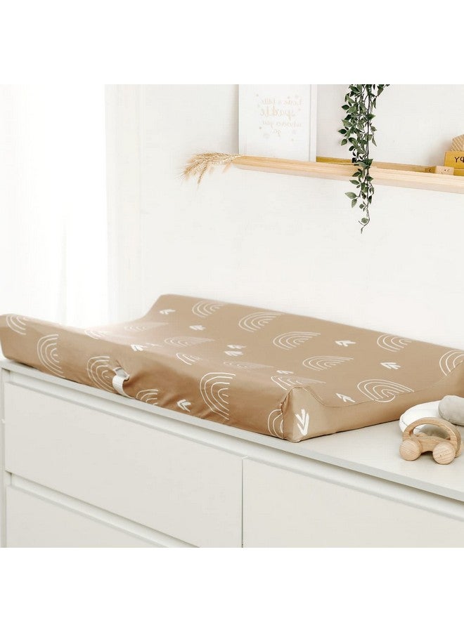 GRSSDER مجموعة أغطية وسادة تغيير جيرسي ناعمة للغاية من GRSSDER - 2 قطعة، تناسب أغطية وسادة تغيير 32"/34" × 16" آمنة ومريحة، دب الغابة/قوس قزح للرضع - Image 2