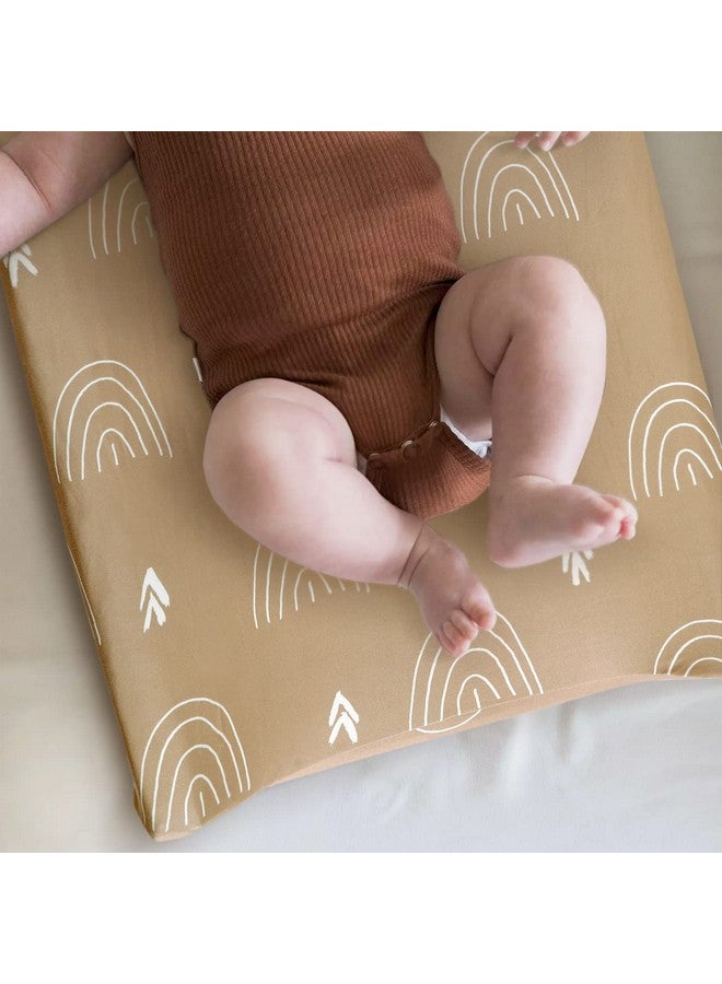 GRSSDER مجموعة أغطية وسادة تغيير جيرسي ناعمة للغاية من GRSSDER - 2 قطعة، تناسب أغطية وسادة تغيير 32"/34" × 16" آمنة ومريحة، دب الغابة/قوس قزح للرضع - Image 5