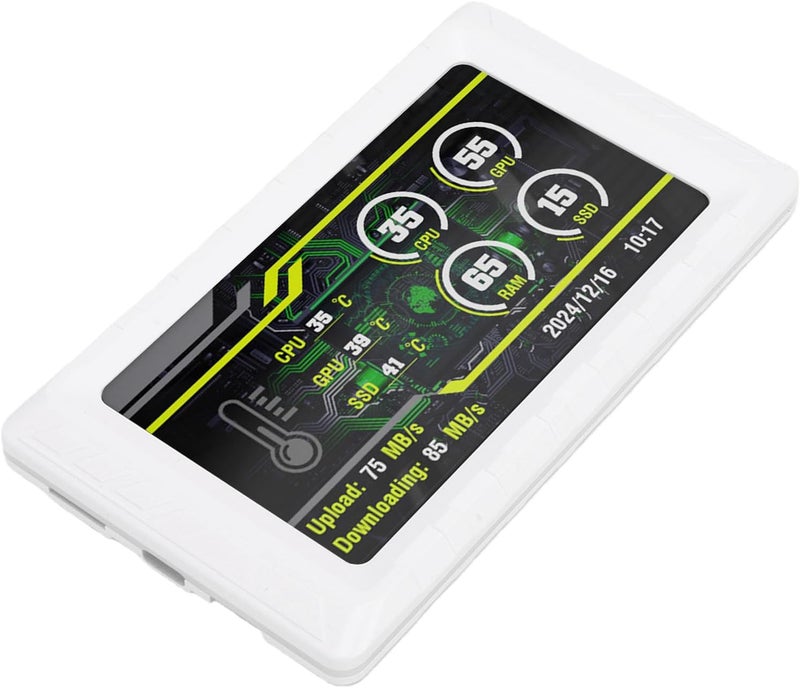 5 Inch Secondary Screen, FHD 854x480 LCD Display for CPU GPU Temp Memory Data Frame Rate Monitoring with Dynamic Video Themes, for Wins 10 11 PC (White) - Image 1