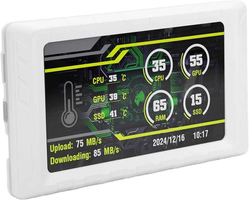 5 Inch Secondary Screen, FHD 854x480 LCD Display for CPU GPU Temp Memory Data Frame Rate Monitoring with Dynamic Video Themes, for Wins 10 11 PC (White) - Image 4