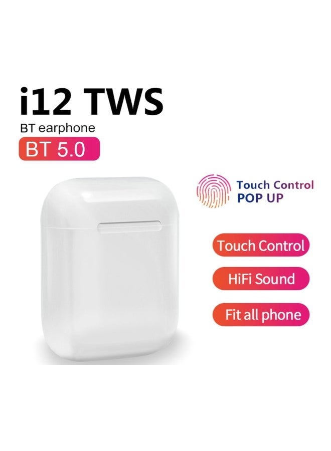 سماعات أذن داخلية i12 TWS تعمل بالبلوتوث مع علبة شحن أبيض - Image 5