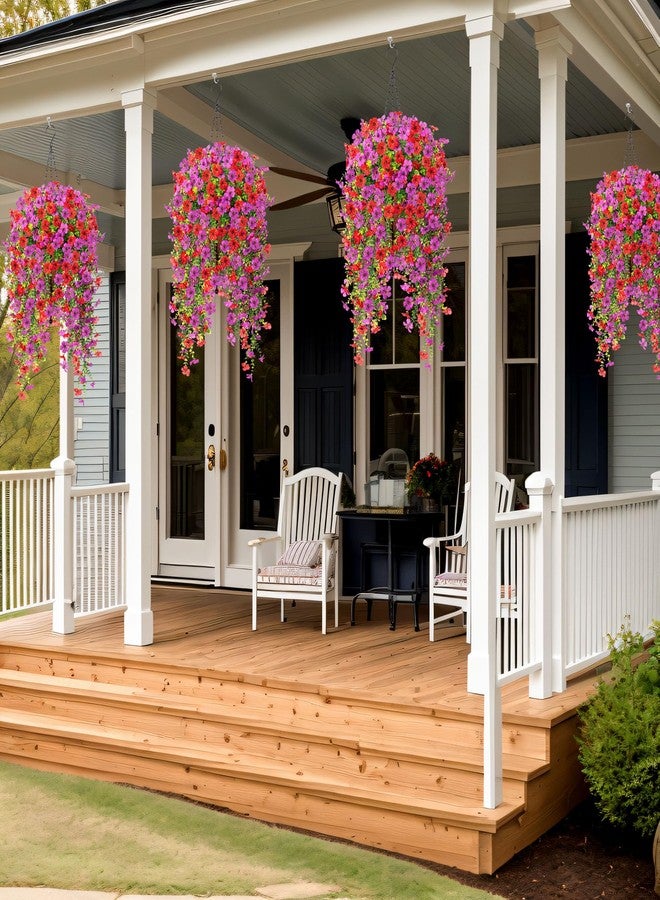 Ammyoo Artificial Flowers for Outdoors Home Decor，2 Pack Realistic Daisy Silk Flowers Fake Plants Front Porch Courtyard Flower Pot Hanging Basket Spring Summer Autumn Fake Flowers (Red Purple) - Image 4