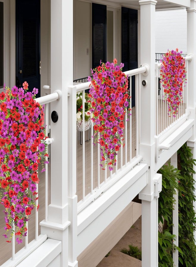 Ammyoo Artificial Flowers for Outdoors Home Decor，2 Pack Realistic Daisy Silk Flowers Fake Plants Front Porch Courtyard Flower Pot Hanging Basket Spring Summer Autumn Fake Flowers (Red Purple) - Image 2