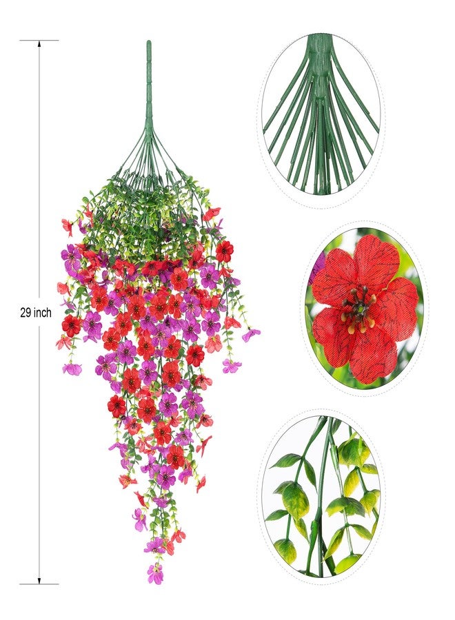 Ammyoo Artificial Flowers for Outdoors Home Decor，2 Pack Realistic Daisy Silk Flowers Fake Plants Front Porch Courtyard Flower Pot Hanging Basket Spring Summer Autumn Fake Flowers (Red Purple) - Image 5