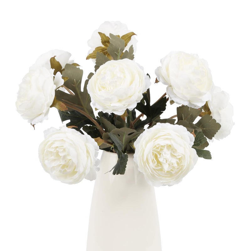 IPOPU 10pcs White Peonies Artificial Flowers Real Touch Silk Peonies with Stems Fake Peony for DIY Wedding Bouquets Bridal Shower Centerpieces Arrangements Party Tables Decorations - Image 1