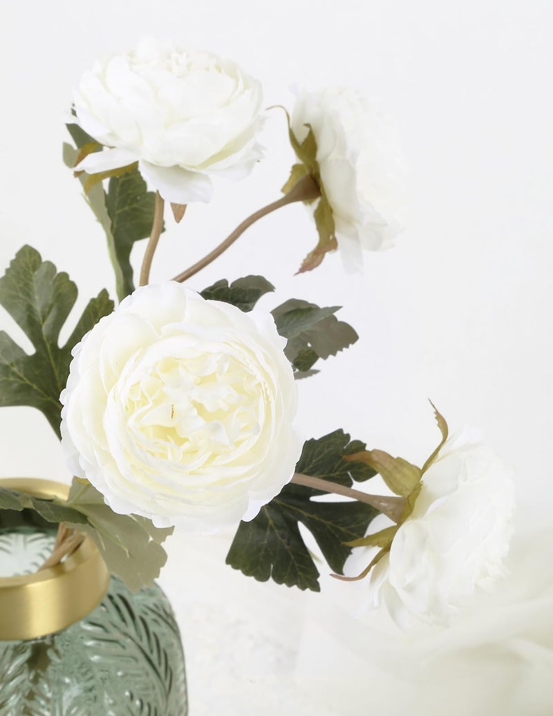 IPOPU 10pcs White Peonies Artificial Flowers Real Touch Silk Peonies with Stems Fake Peony for DIY Wedding Bouquets Bridal Shower Centerpieces Arrangements Party Tables Decorations - Image 5