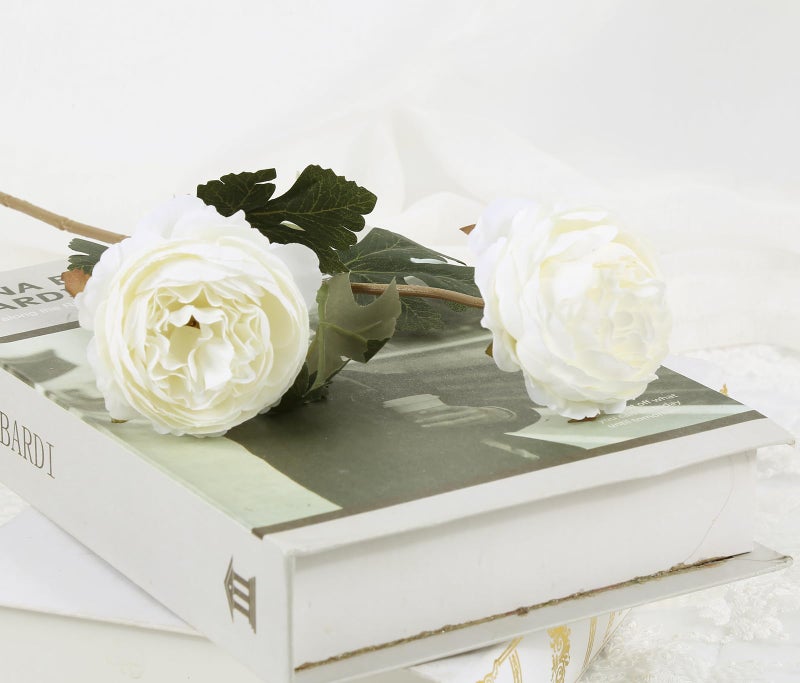 IPOPU 10pcs White Peonies Artificial Flowers Real Touch Silk Peonies with Stems Fake Peony for DIY Wedding Bouquets Bridal Shower Centerpieces Arrangements Party Tables Decorations - Image 4