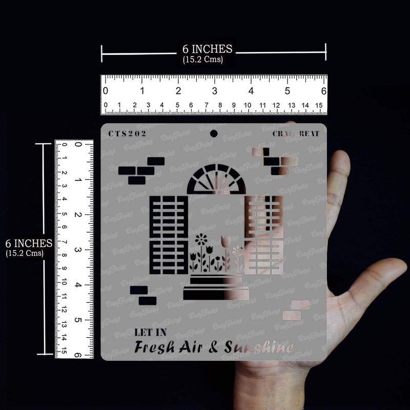 CrafTreat Window Stencil for Art and Craft - Fresh Air and Sunshine - 6X6 Inches - Reusable DIY Stencils for Wall Painting Home - Home Décor Stencils for Furniture Painting - Image 3