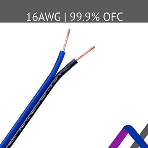 JAVEX 16-Gauge AWG Audio Speaker Wire Cable (50 FT), [OFC Oxygen-Free Copper] Thin Flat Cable for Automotive Car Stereo Audio, HI-FI Stereo, Home Theater, Blue/Black - Image 2