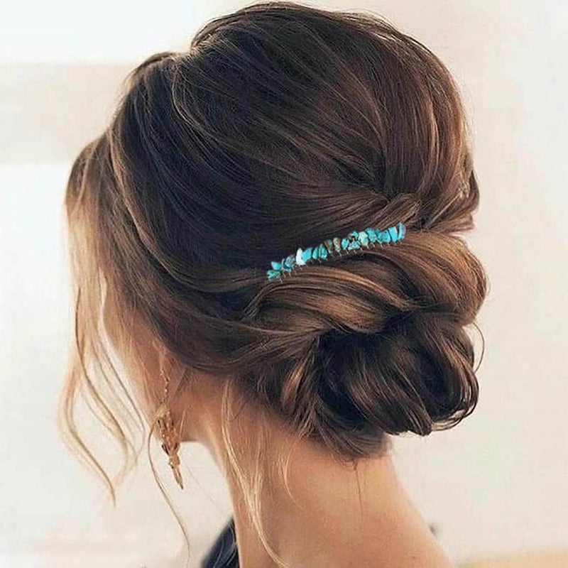 JONKY Crystal Hair Side Comb Turquoise Hair Pieces Quartz Headpieces Silver Decorative Hair Combs for Women and BrideTurquoiseTransparentPurple