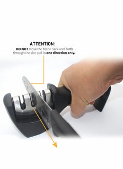 Excefore Knife Sharpener, 3 Stage Kitchen Knife Scissor Sharpener, 3-in-1 Manual Chef Steel Knife Scissor Sharpening Tool  - Image 3