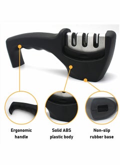 Excefore Knife Sharpener, 3 Stage Kitchen Knife Scissor Sharpener, 3-in-1 Manual Chef Steel Knife Scissor Sharpening Tool  - Image 4