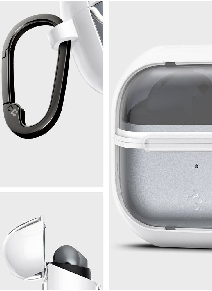 Spigen - Ultra Hybrid Samsung Galaxy Buds 3 Pro Case and Buds3 Case Cover Protective Anti Yellowing with Carabiner - Jet White - Image 1