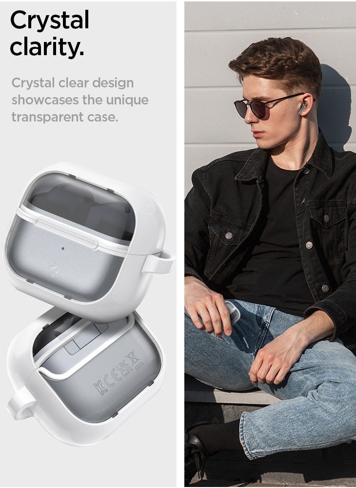 Spigen - Ultra Hybrid Samsung Galaxy Buds 3 Pro Case and Buds3 Case Cover Protective Anti Yellowing with Carabiner - Jet White - Image 1