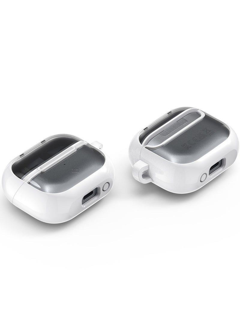 Spigen - Ultra Hybrid Samsung Galaxy Buds 3 Pro Case and Buds3 Case Cover Protective Anti Yellowing with Carabiner - Jet White - Image 1