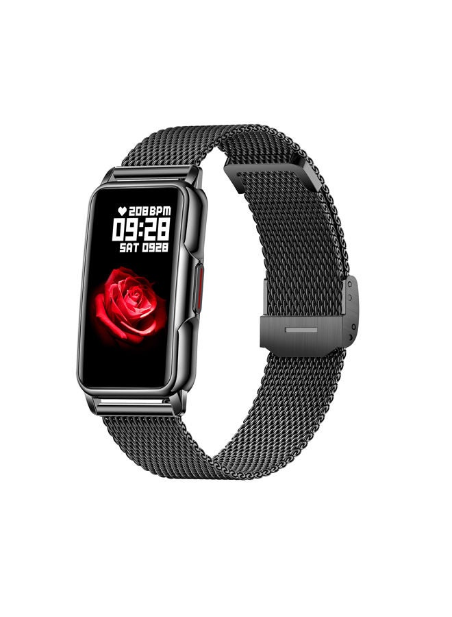 AROAQ H80 1.47 inch Smart Watch Multi-Sport Mode Fitness Bracelet IP67 Waterproof Health Watch with Sleep Monitoring With Black Stainless steel Strap - Image 1