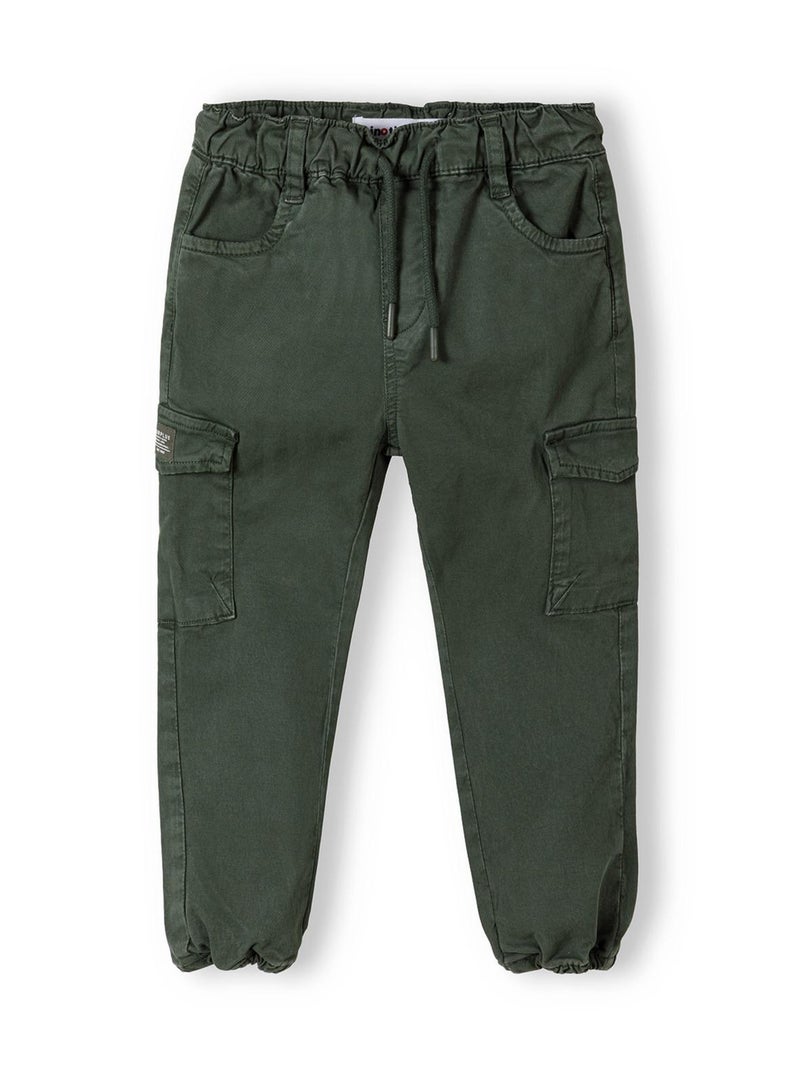 MINOTI Kids' Twill Cargo Trousers with Elastic Waist and Cuffed Ankles  - Image 1