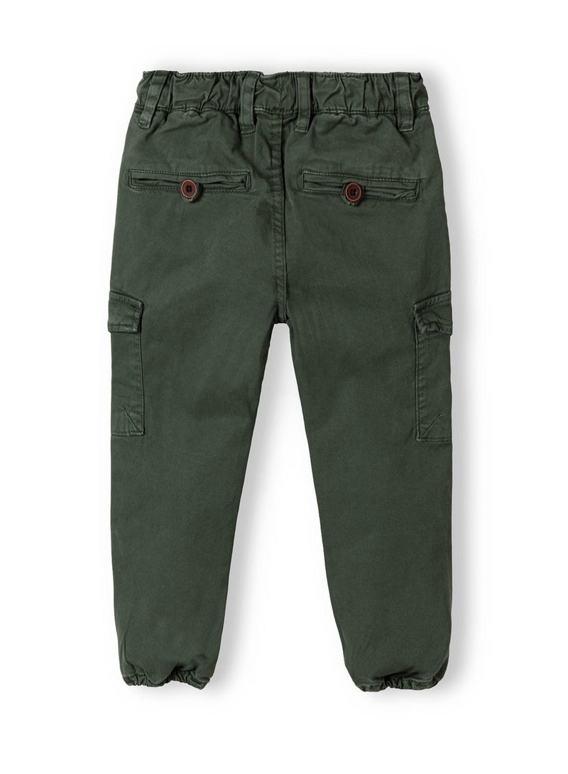 MINOTI Kids' Twill Cargo Trousers with Elastic Waist and Cuffed Ankles  - Image 2