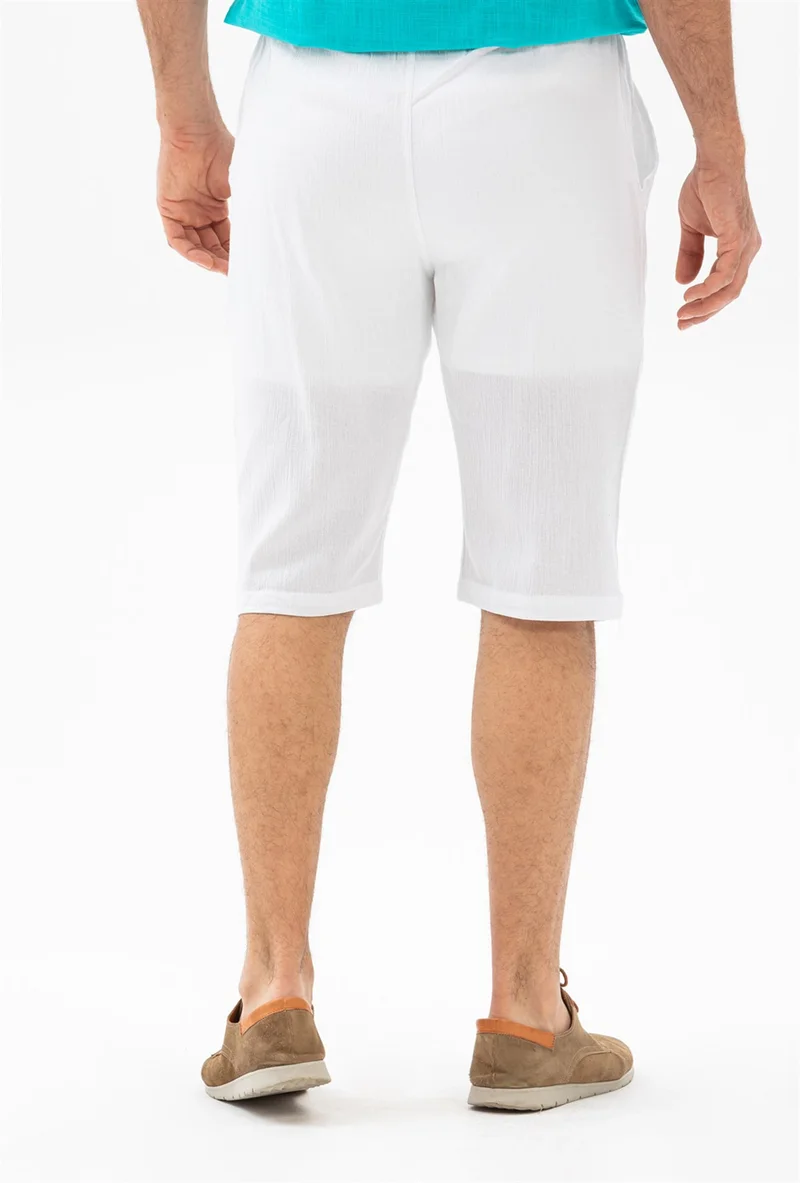 Eliş Şile Bezi Şile Cloth Men's Shorts With Pockets White Byz