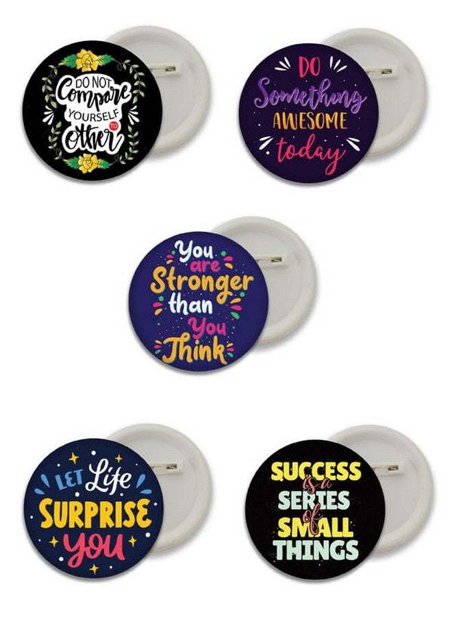 دي2سي شارة دائرية من البلاستيك عليها اقتباسات تحفيزية من D2C® - مثالية للأولاد والبنات والرجال والنساء، دفعات عصرية للحقائب وحقائب الظهر، هدية مثالية لأعياد الميلاد وحفلات الزفاف، مقاس 58 مم، عبوة من 5 قطع D12 - Image 1