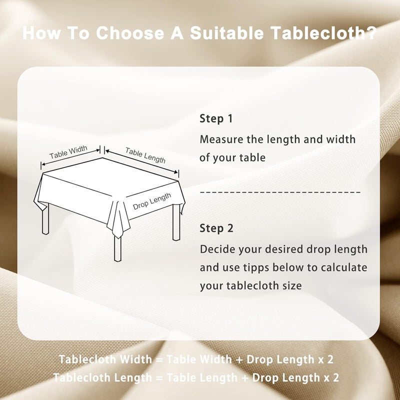 DWCN Table Cloth Wipe Clean Tablecloth Wipeable Tablecloths Beige Table Cloths Rectangle 110x140cm(43x55in) Water Resistant Tablecloth Polyester - Image 3