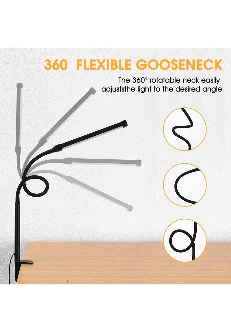 MIXDE LED Desk Lamp for Home Office,Eye-Care Architect Light with Clamp,Smart Double Head ComputerMonitor Table Clip Lamp,Adjustable Flexible Gooseneck,3 Lighting Models,Task lamp - Image 4