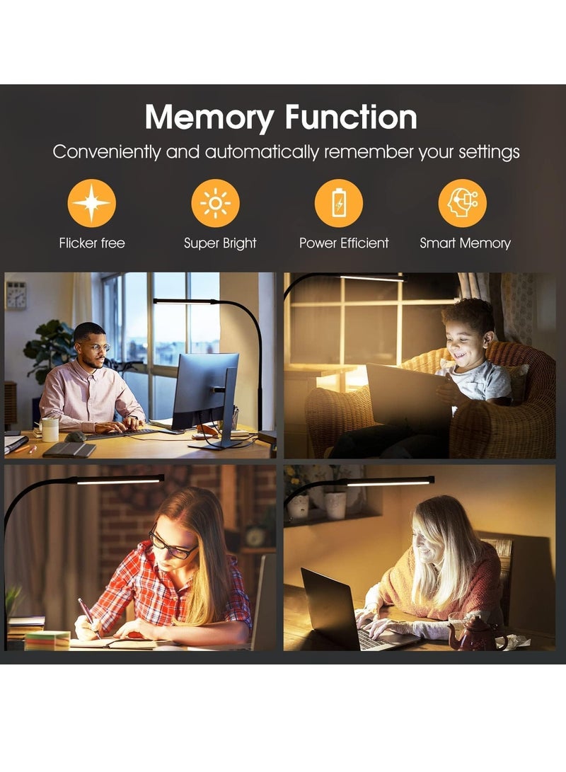 MIXDE LED Desk Lamp for Home Office,Eye-Care Architect Light with Clamp,Smart Double Head ComputerMonitor Table Clip Lamp,Adjustable Flexible Gooseneck,3 Lighting Models,Task lamp - Image 5