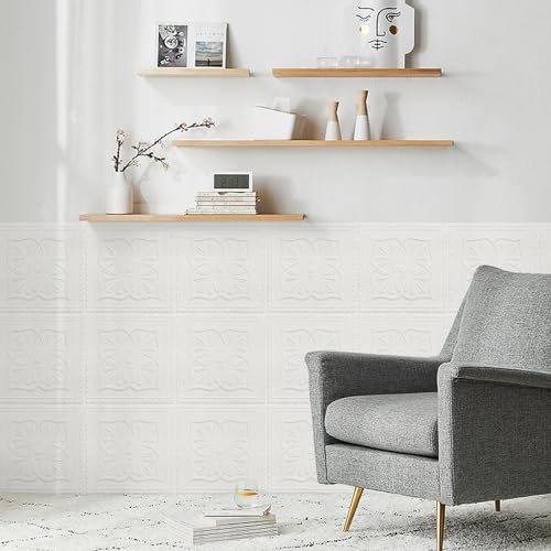 Dureidos Ceiling Tiles, Ceiling Tiles Peel and Stick Foam, 16 Pcs, Covered 21 Sq.Ft, 3D Wall Panels Peel and Stick, Easy to Install and Cut for Ceiling and Interior Wall Decor, Plain White（13.8 x 13.8 inch） - Image 3
