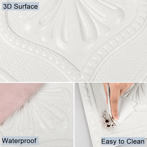 Dureidos Ceiling Tiles, Ceiling Tiles Peel and Stick Foam, 16 Pcs, Covered 21 Sq.Ft, 3D Wall Panels Peel and Stick, Easy to Install and Cut for Ceiling and Interior Wall Decor, Plain White（13.8 x 13.8 inch） - Image 5