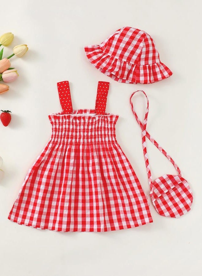 Renotemy Baby Girl Dress Toddler Girl Clothes Summer Outfits Gifts Casual Sundress Infant Dresses for Girls with Hat and Bag, Red Strawberry, 12-18 Months - Image 5