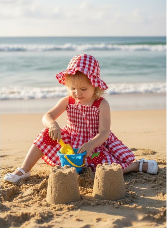 Renotemy Baby Girl Dress Toddler Girl Clothes Summer Outfits Gifts Casual Sundress Infant Dresses for Girls with Hat and Bag, Red Strawberry, 12-18 Months - Image 3